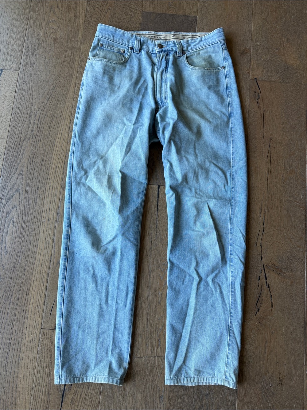 Men's Zegna Light Blue Denim Jeans - Classic Straight Fit